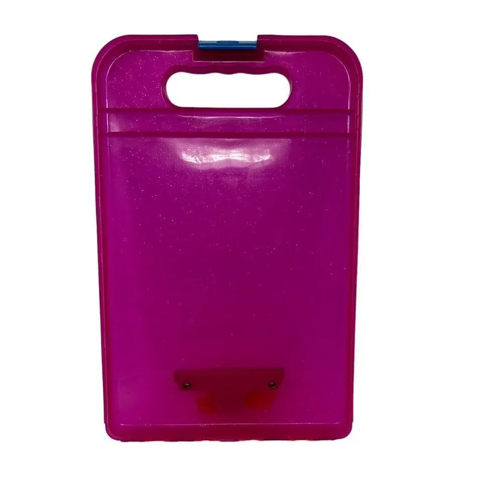 Vintage Lisa Frank Blonde Girl Pink Glitter Clipboard Art Storage Container Nurs